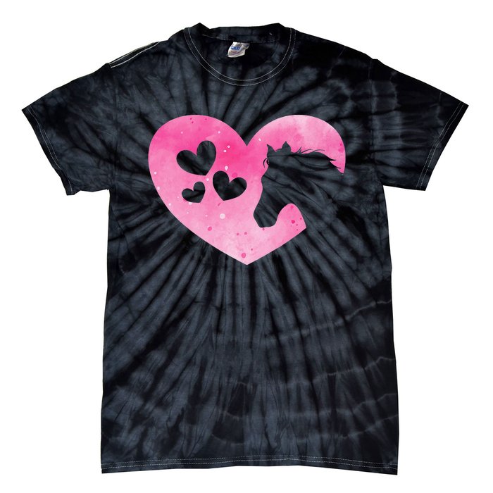 Cute Horse Lover Pink Horse Heart Horseback Riding Tie-Dye T-Shirt