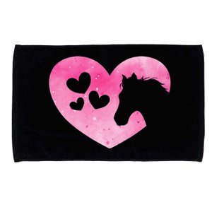 Cute Horse Lover Pink Horse Heart Horseback Riding Microfiber Hand Towel