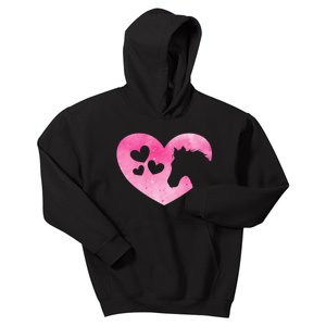 Cute Horse Lover Pink Horse Heart Horseback Riding Kids Hoodie