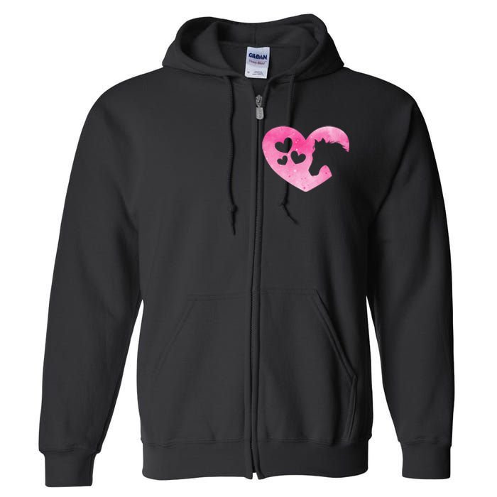 Cute Horse Lover Pink Horse Heart Horseback Riding Full Zip Hoodie