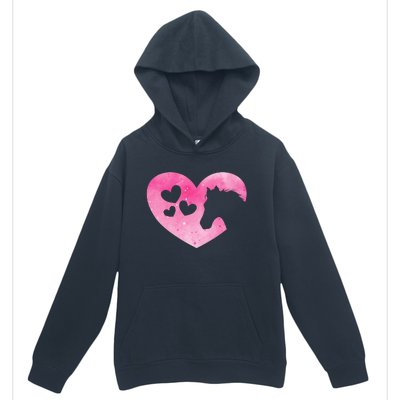 Cute Horse Lover Pink Horse Heart Horseback Riding Urban Pullover Hoodie