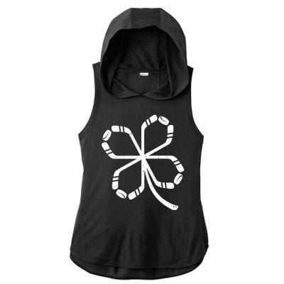 Clover Hockey Logo Ladies PosiCharge Tri-Blend Wicking Draft Hoodie Tank