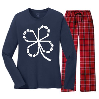 Clover Hockey Logo Women's Long Sleeve Flannel Pajama Set 