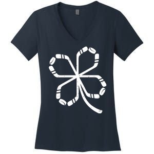 Clover Hockey Logo Women's V-Neck T-Shirt