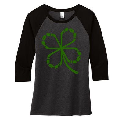 Clover Hockey Logo Women's Tri-Blend 3/4-Sleeve Raglan Shirt