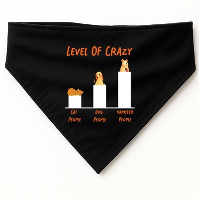 Cute Hamster Level Of Crazy Cat People Dog People Hamster Meaningful Gift USA-Made Doggie Bandana