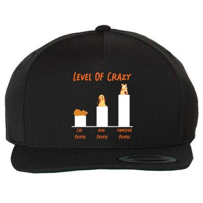 Cute Hamster Level Of Crazy Cat People Dog People Hamster Meaningful Gift Wool Snapback Cap