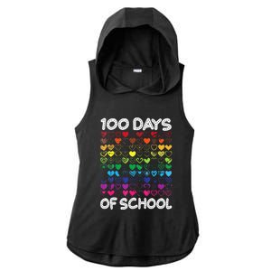 Cute Heart Love Teacher 100 Days Of School Ladies PosiCharge Tri-Blend Wicking Draft Hoodie Tank