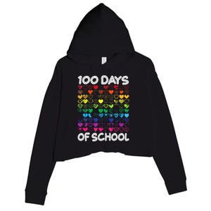 Cute Heart Love Teacher 100 Days Of School Crop Fleece Hoodie