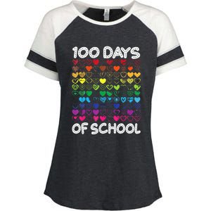 Cute Heart Love Teacher 100 Days Of School Enza Ladies Jersey Colorblock Tee