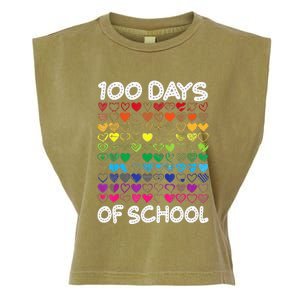 Cute Heart Love Teacher 100 Days Of School Garment-Dyed Women's Muscle Tee