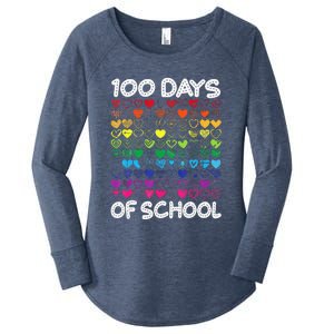 Cute Heart Love Teacher 100 Days Of School Women's Perfect Tri Tunic Long Sleeve Shirt