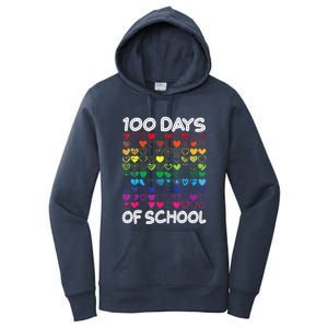 Cute Heart Love Teacher 100 Days Of School Women's Pullover Hoodie