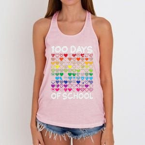 Cute Heart Love Teacher 100 Days Of School Women's Knotted Racerback Tank