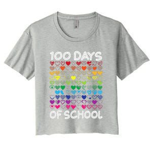 Cute Heart Love Teacher 100 Days Of School Women's Crop Top Tee