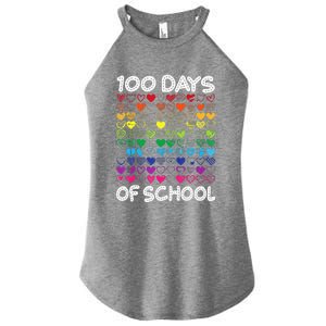 Cute Heart Love Teacher 100 Days Of School Women's Perfect Tri Rocker Tank