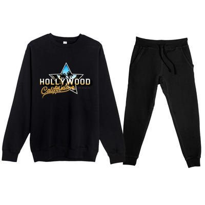 Cool Hollywood Los Angeles California Stars Premium Crewneck Sweatsuit Set