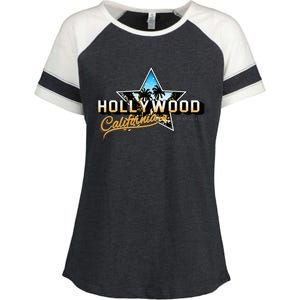 Cool Hollywood Los Angeles California Stars Enza Ladies Jersey Colorblock Tee