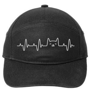 Cat Heartbeat Love Cats Cat Lover 7-Panel Snapback Hat