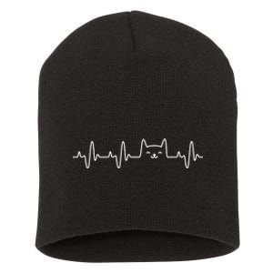 Cat Heartbeat Love Cats Cat Lover Short Acrylic Beanie