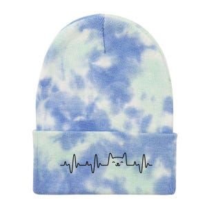 Cat Heartbeat Love Cats Cat Lover Tie Dye 12in Knit Beanie