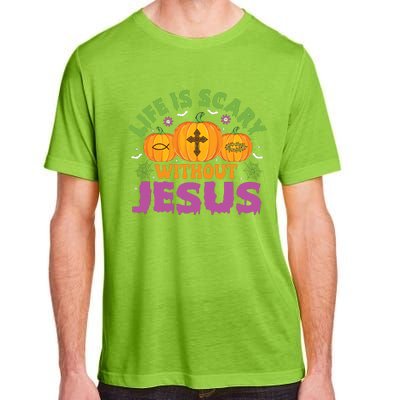 Christian Halloween Life Is Scary Without Jesus Fall Autumn Adult ChromaSoft Performance T-Shirt