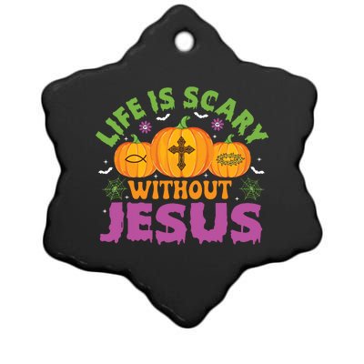 Christian Halloween Life Is Scary Without Jesus Fall Autumn Ceramic Star Ornament