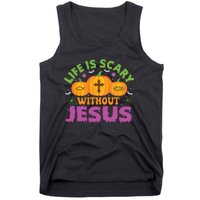 Christian Halloween Life Is Scary Without Jesus Fall Autumn Tank Top