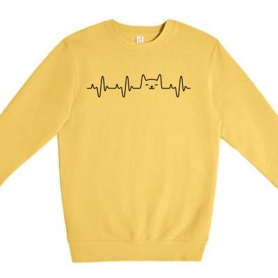 Cat Heartbeat Love Cats Women Girl Cat Lover Premium Crewneck Sweatshirt