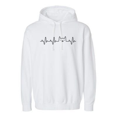 Cat Heartbeat Love Cats Women Girl Cat Lover Garment-Dyed Fleece Hoodie