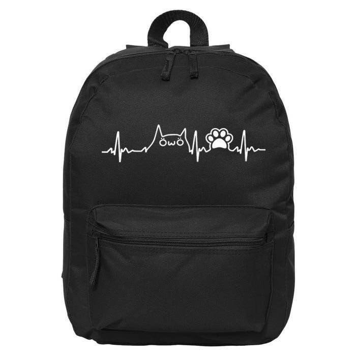 Cat Heartbeat Love Cats Funny Cat Lover, Cat Dad, Cat Mom 16 in Basic Backpack