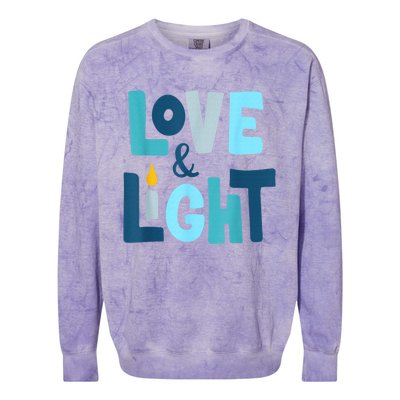 Christmas Hanukkah Love And Light Chanukah Jewish  Colorblast Crewneck Sweatshirt