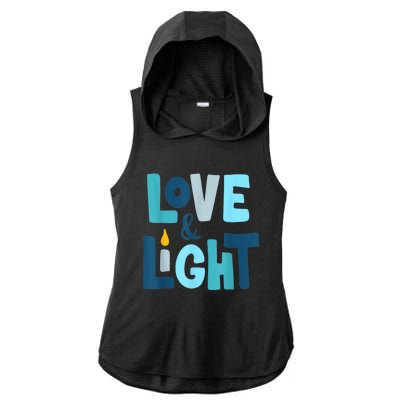 Christmas Hanukkah Love And Light Chanukah Jewish  Ladies PosiCharge Tri-Blend Wicking Draft Hoodie Tank