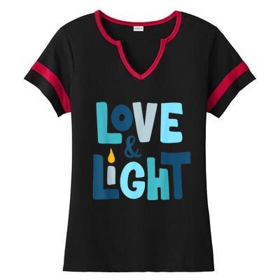 Christmas Hanukkah Love And Light Chanukah Jewish  Ladies Halftime Notch Neck Tee