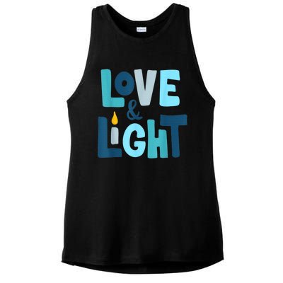 Christmas Hanukkah Love And Light Chanukah Jewish  Ladies PosiCharge Tri-Blend Wicking Tank