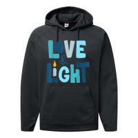 Christmas Hanukkah Love And Light Chanukah Jewish  Performance Fleece Hoodie