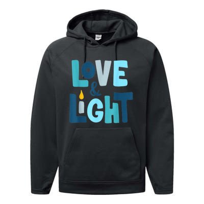 Christmas Hanukkah Love And Light Chanukah Jewish  Performance Fleece Hoodie