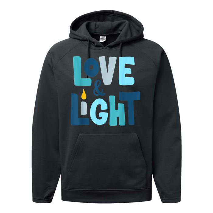 Christmas Hanukkah Love And Light Chanukah Jewish  Performance Fleece Hoodie