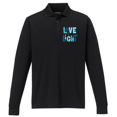 Christmas Hanukkah Love And Light Chanukah Jewish  Performance Long Sleeve Polo