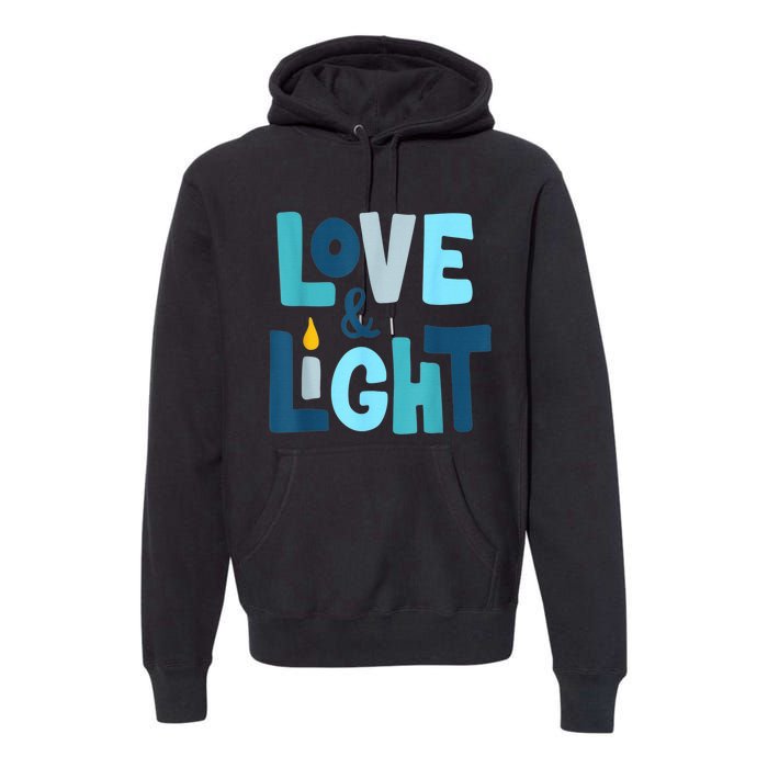 Christmas Hanukkah Love And Light Chanukah Jewish  Premium Hoodie