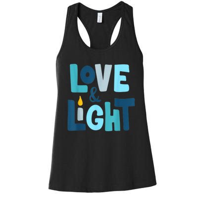 Christmas Hanukkah Love And Light Chanukah Jewish  Women's Racerback Tank