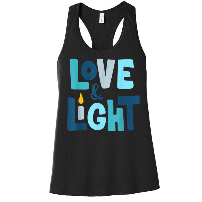 Christmas Hanukkah Love And Light Chanukah Jewish  Women's Racerback Tank