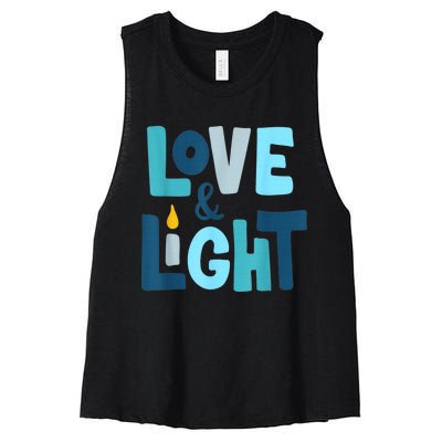 Christmas Hanukkah Love And Light Chanukah Jewish  Women's Racerback Cropped Tank