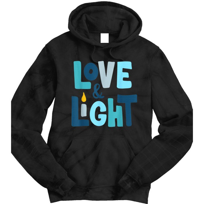 Christmas Hanukkah Love And Light Chanukah Jewish  Tie Dye Hoodie