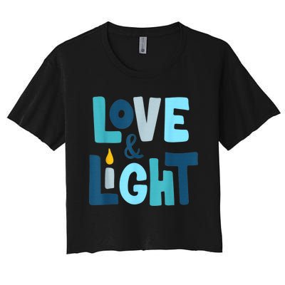 Christmas Hanukkah Love And Light Chanukah Jewish  Women's Crop Top Tee