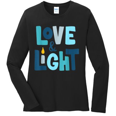 Christmas Hanukkah Love And Light Chanukah Jewish  Ladies Long Sleeve Shirt