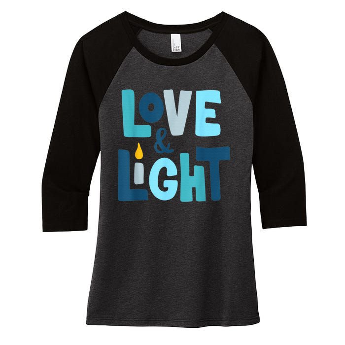 Christmas Hanukkah Love And Light Chanukah Jewish  Women's Tri-Blend 3/4-Sleeve Raglan Shirt