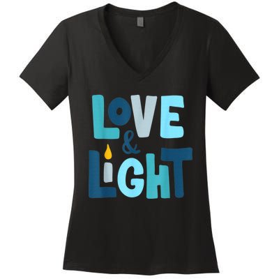 Christmas Hanukkah Love And Light Chanukah Jewish  Women's V-Neck T-Shirt