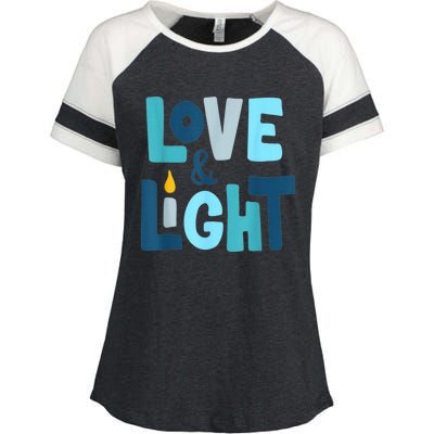 Christmas Hanukkah Love And Light Chanukah Jewish  Enza Ladies Jersey Colorblock Tee