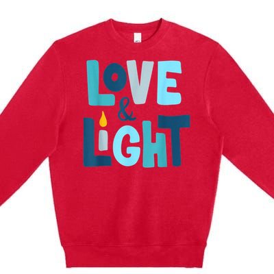 Christmas Hanukkah Love And Light Chanukah Jewish  Premium Crewneck Sweatshirt